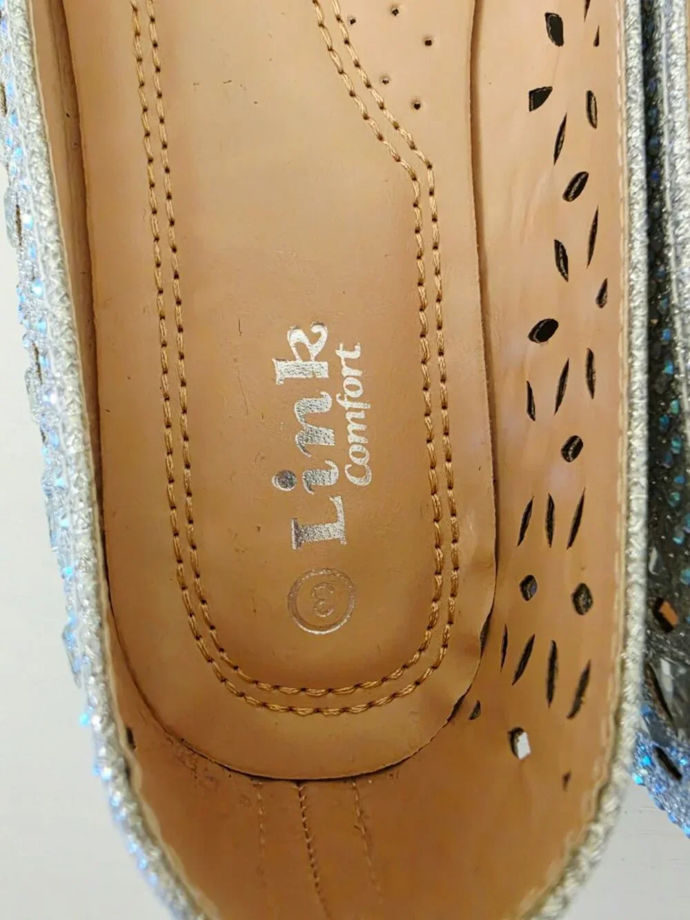 Link Comfort Girls Size 3 Rhinestone Sparkly Slip-On Dress Shoes Flats NWOB